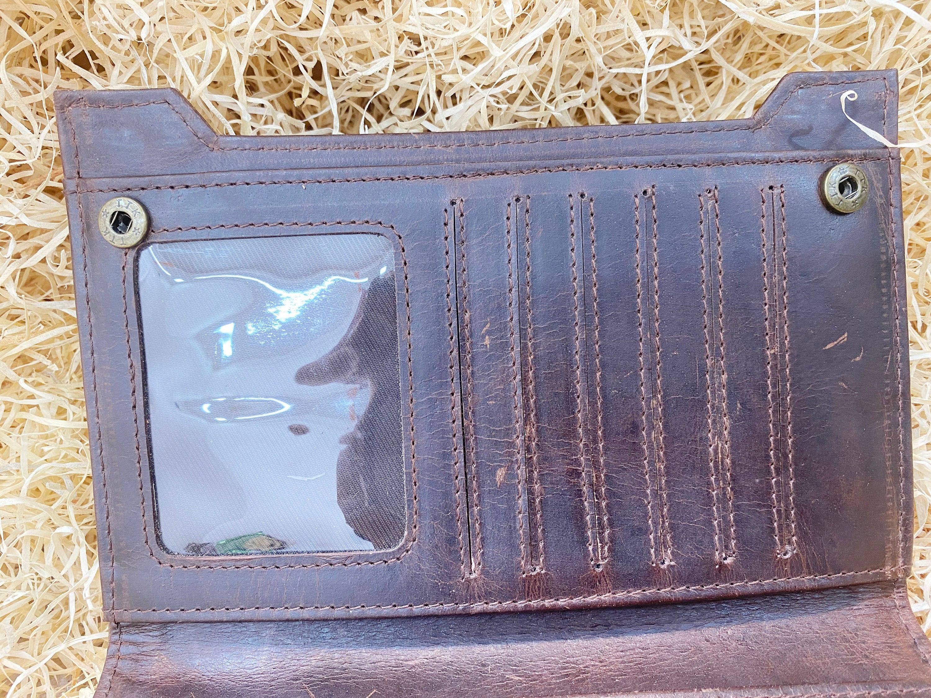 Ladies clutch bag brown hard wax wallet Premium Ladies&