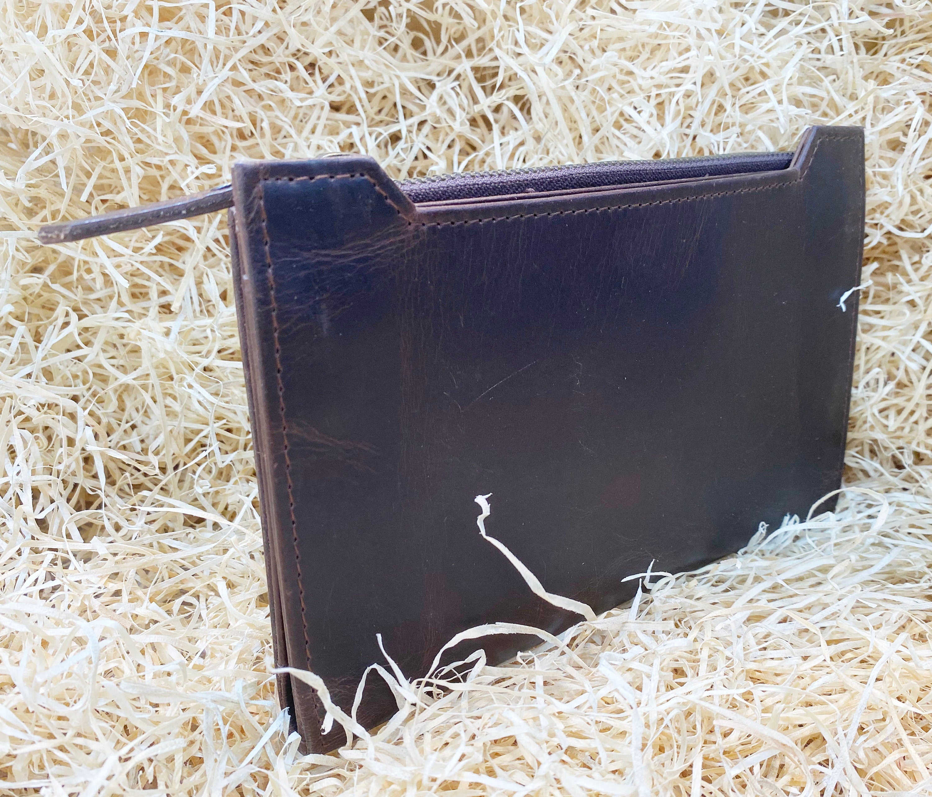 Ladies clutch bag brown hard wax wallet Premium Ladies&