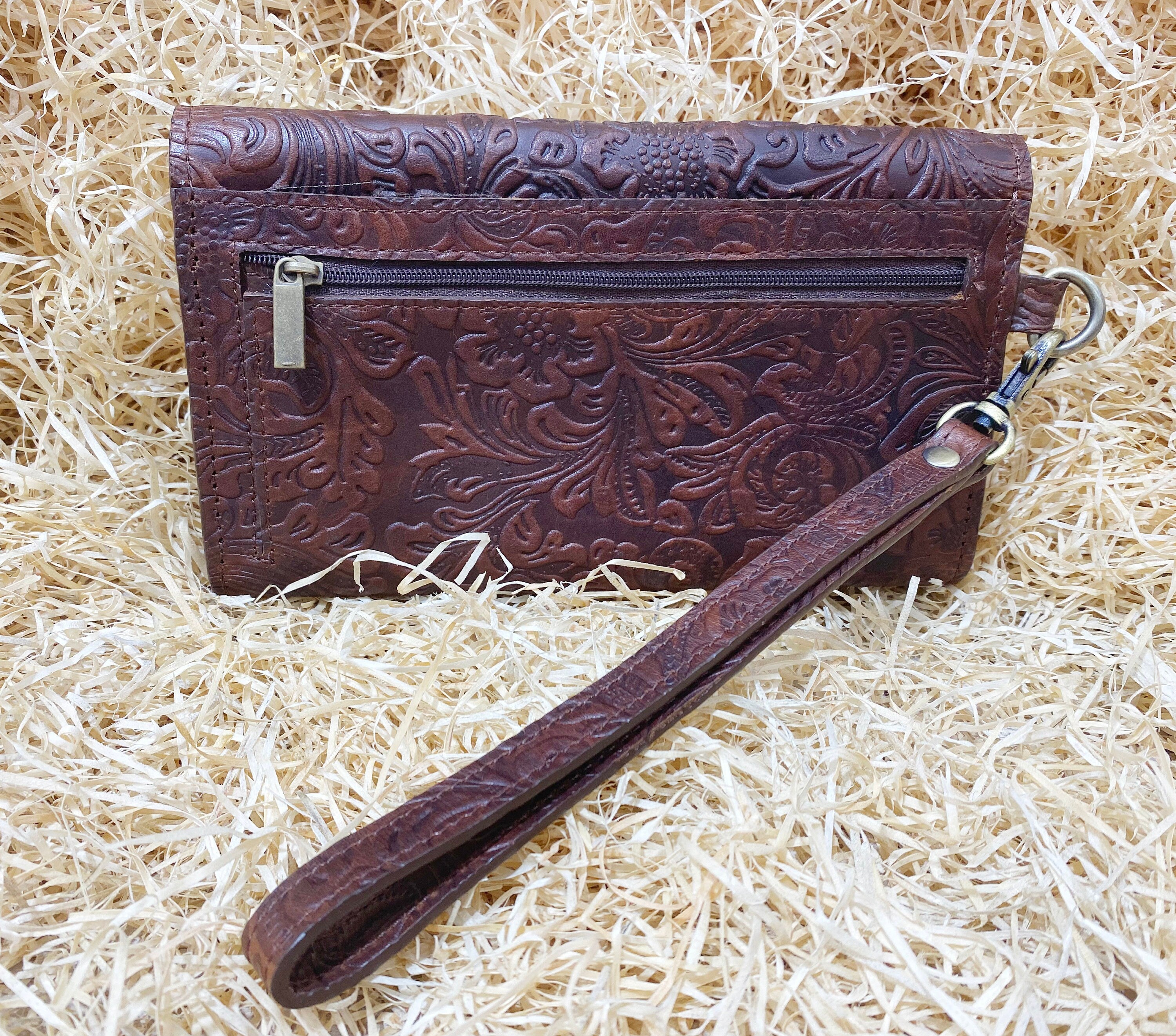 ladies clutch bag comes with Flower embossed leather. Western Ladies hand clutch bag | Premium leather clutch bag by Mousm