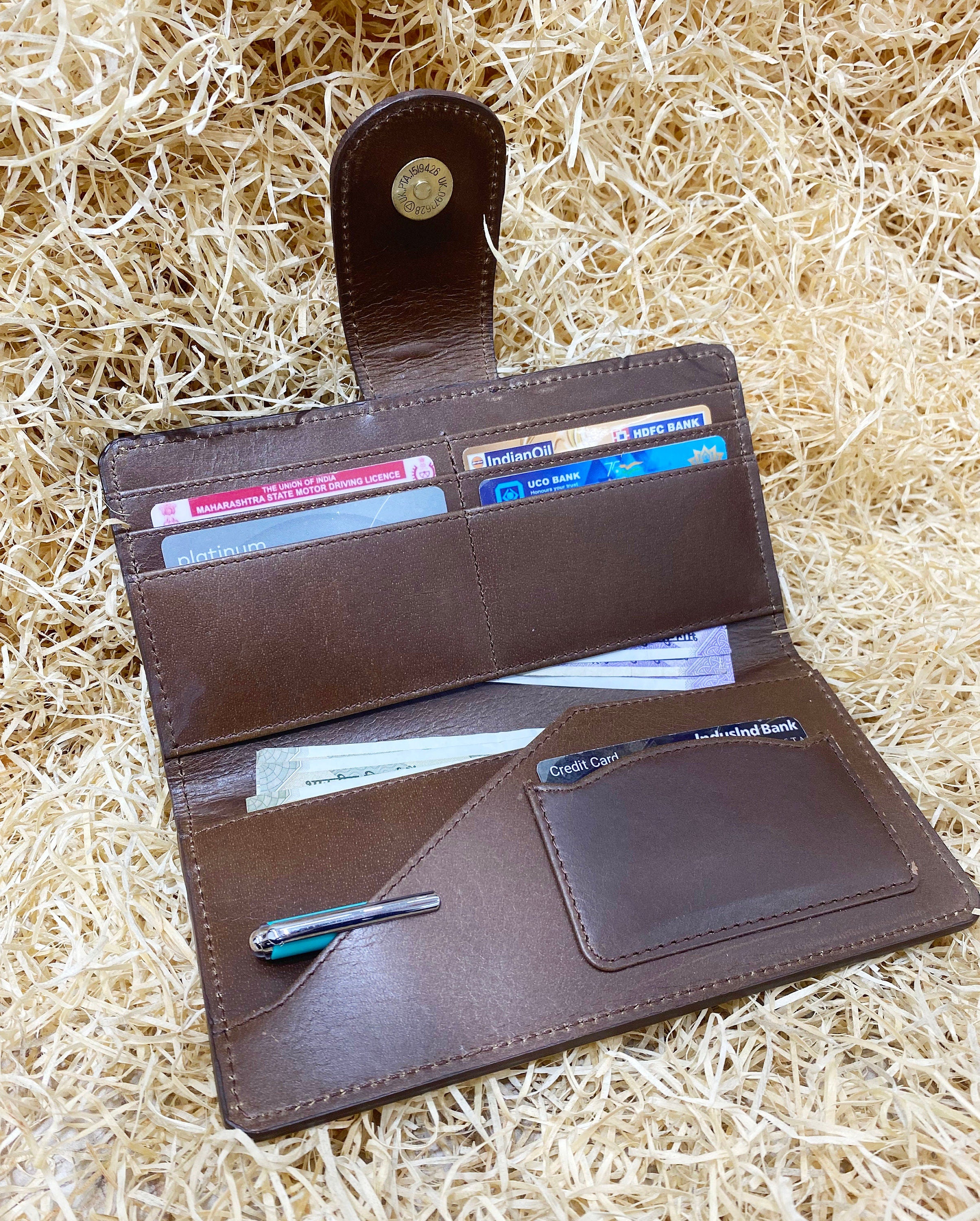 ladies clutch bag with Oak Fruit carving. Western Ladies hand clutch bag | Premium leather clutch bag by Mousm