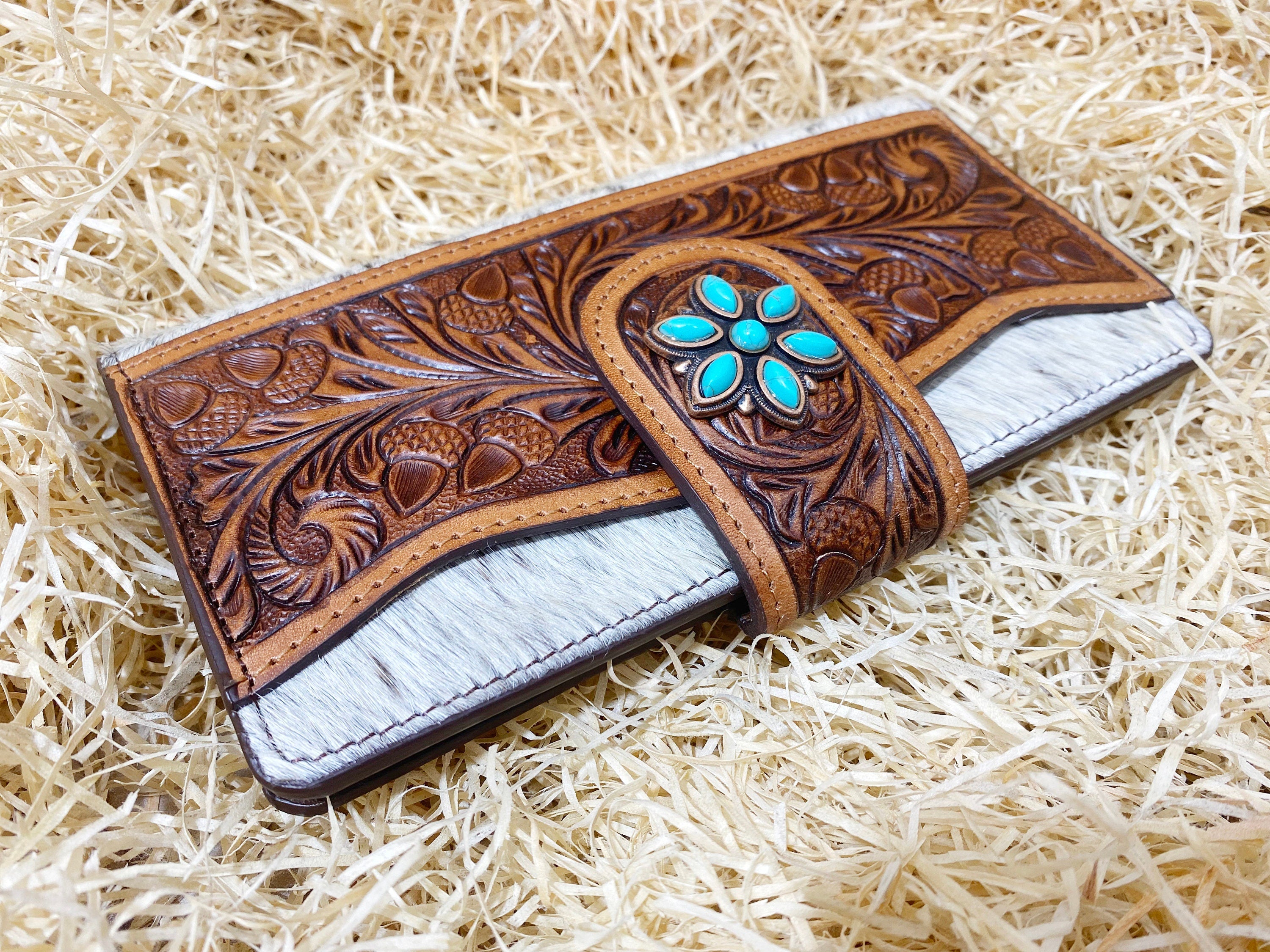 ladies clutch bag with Oak Fruit carving. Western Ladies hand clutch bag | Premium leather clutch bag by Mousm