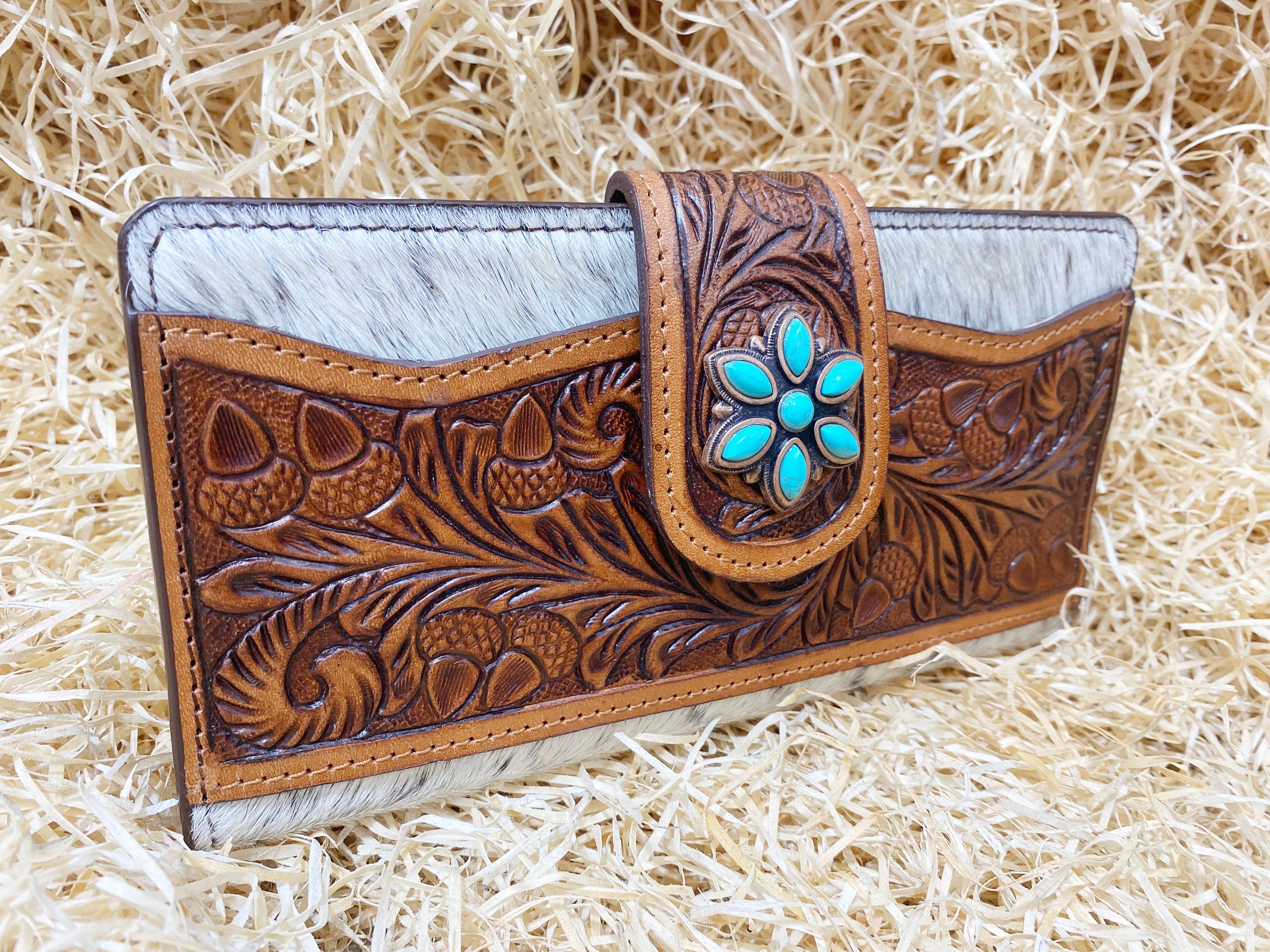 ladies clutch bag with Oak Fruit carving. Western Ladies hand clutch bag | Premium leather clutch bag by Mousm