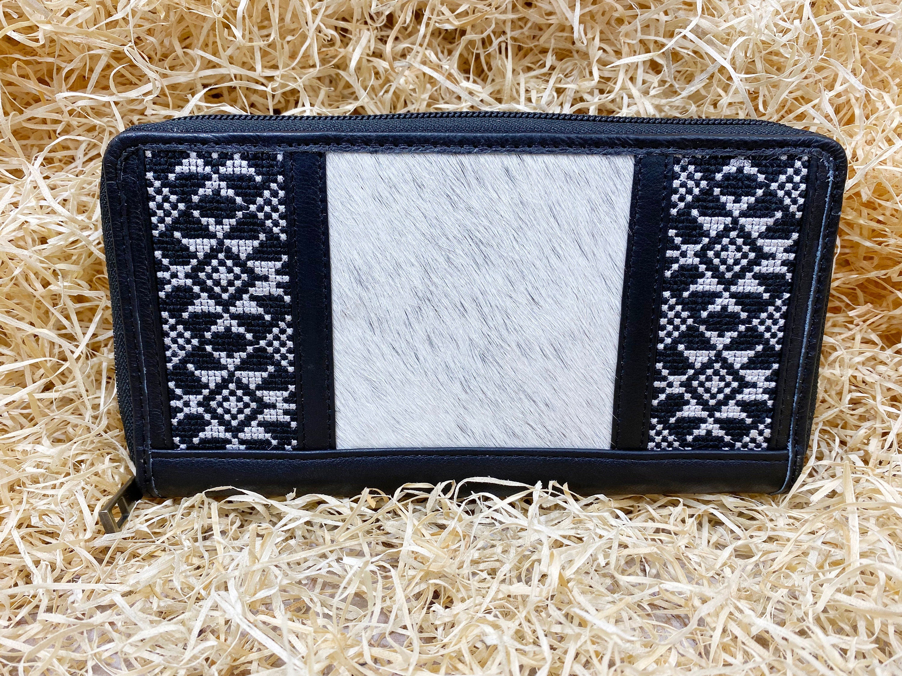 Ladies clutch bag comes with geometrical Black & White embroidery Western leather clutch bag Evening clutch bag party clutch bag by MOUSM