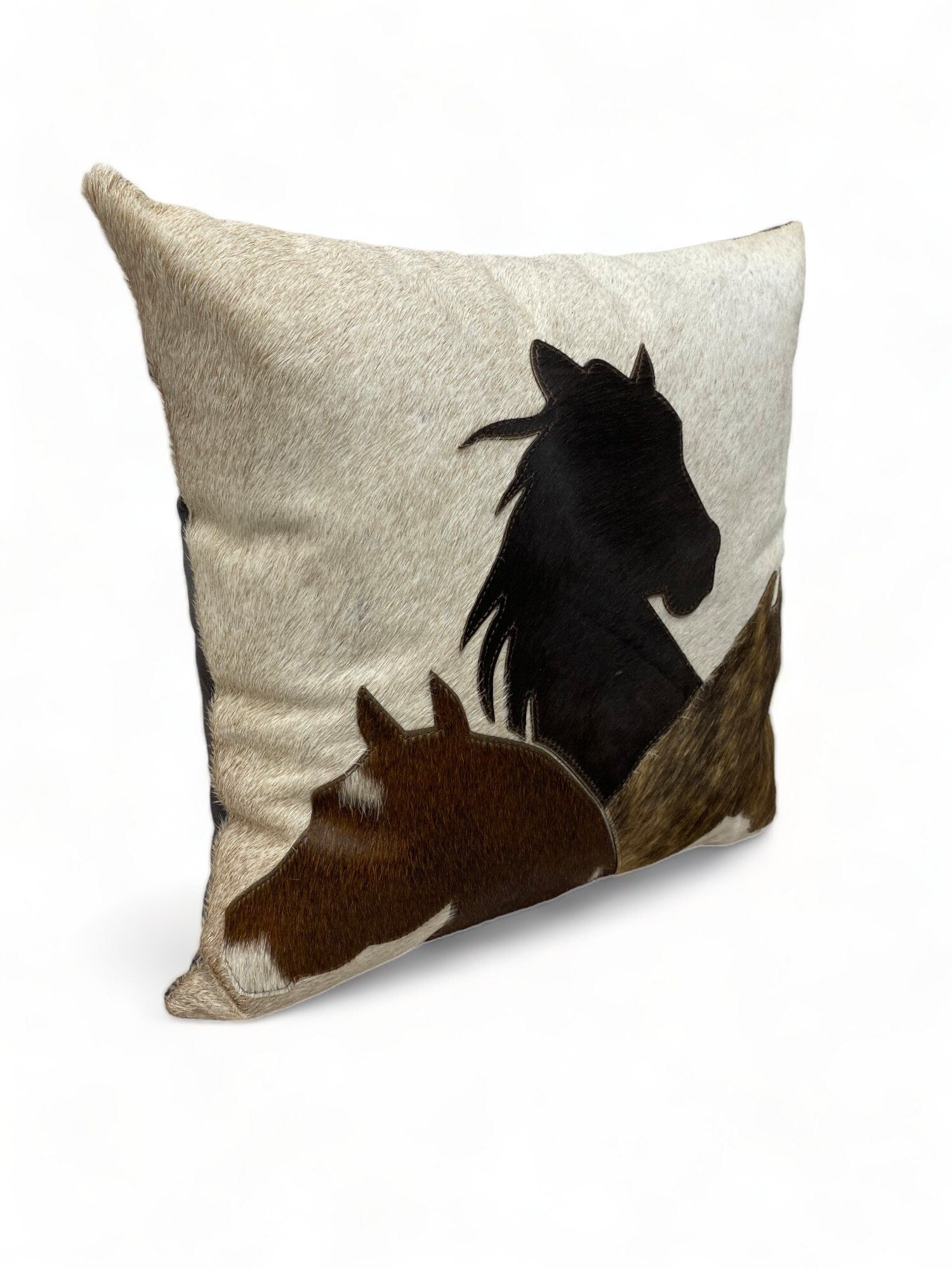 Leather pillow cover zippered couch cushion covers Leather engraved Horse family love view Patch western leather Pillow cover by Mousm