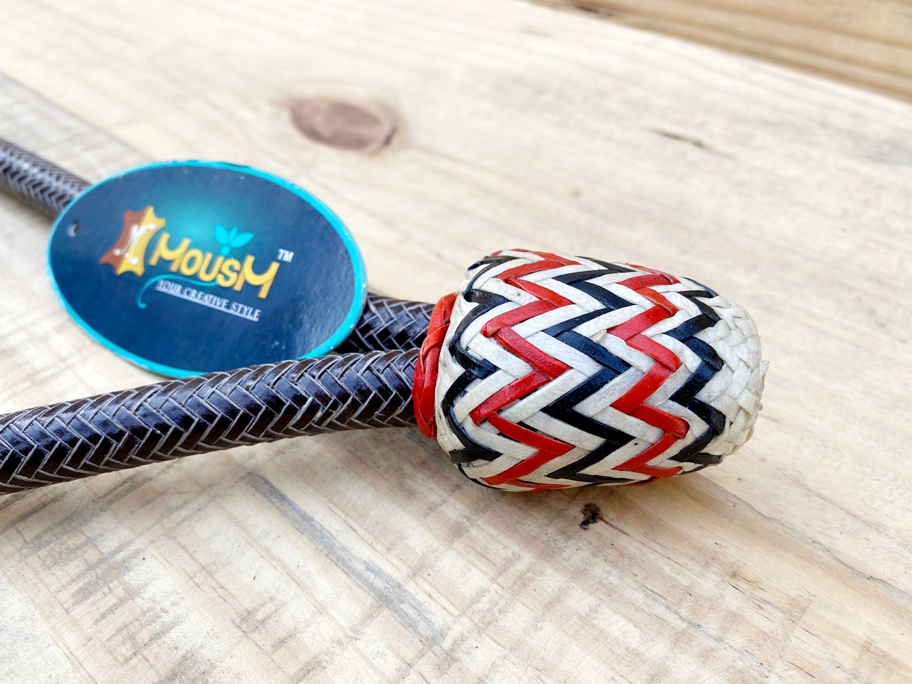 MOUSM Horse Bosal – Dark Chocolate Brown & Natural Rawhide, 40 Plait Handmade Bitless Hackamore, 5/8" Thick Western Training Bosal for Horses