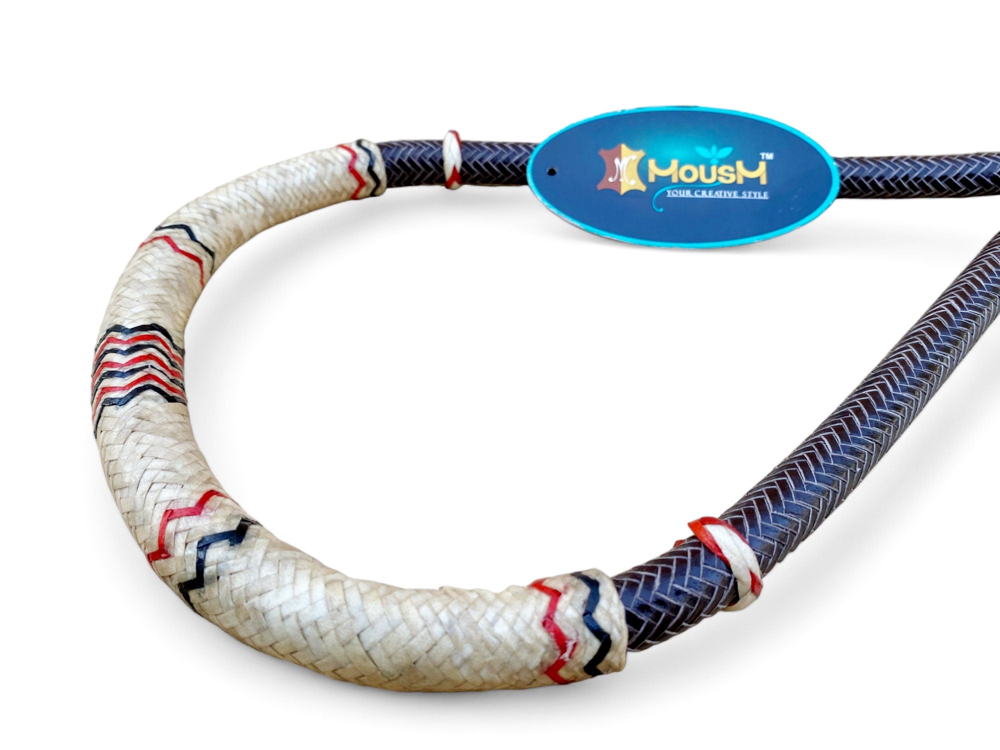 MOUSM Horse Bosal – Dark Chocolate Brown & Natural Rawhide, 40 Plait Handmade Bitless Hackamore, 5/8" Thick Western Training Bosal for Horses