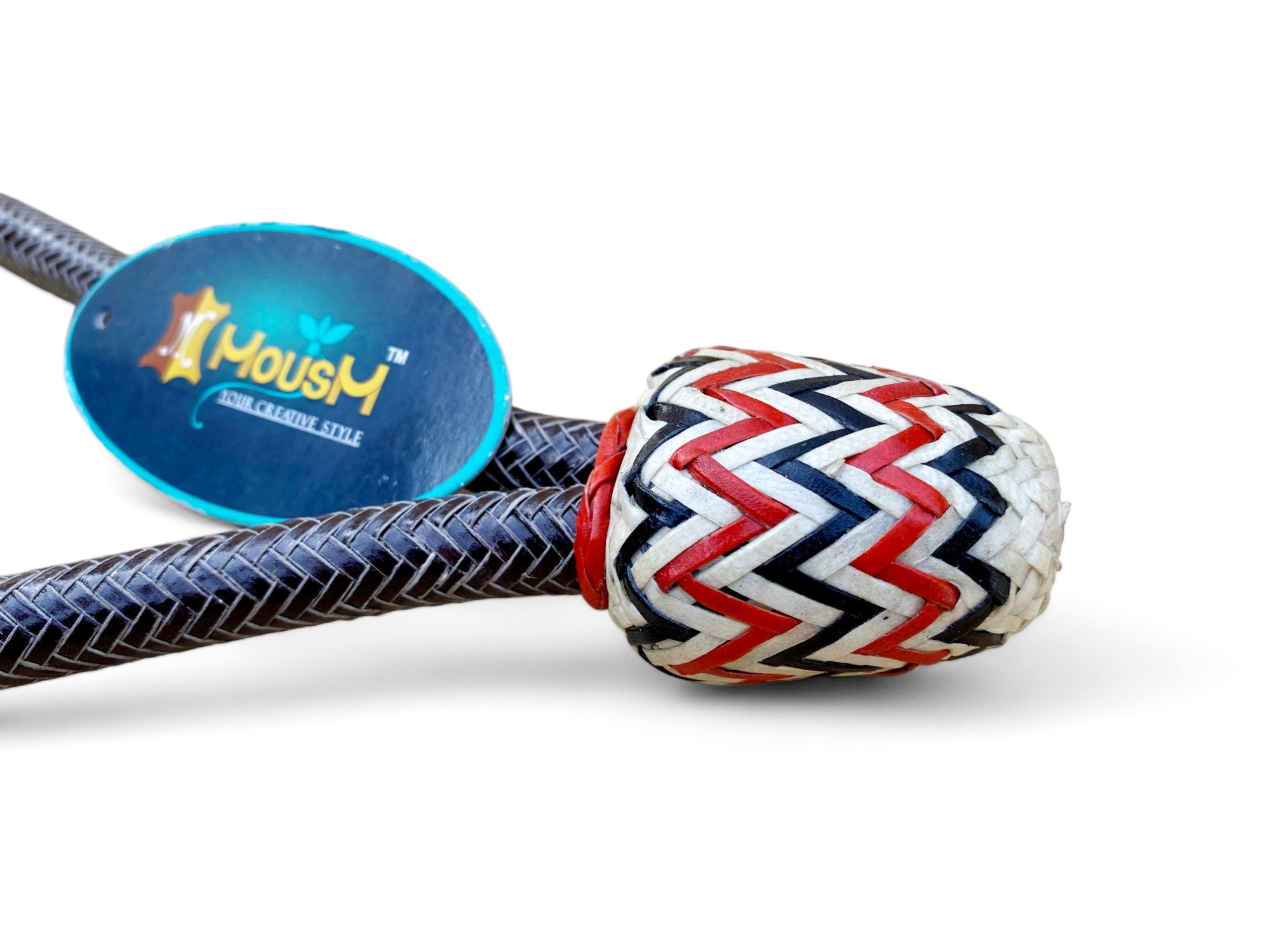 MOUSM Horse Bosal – Dark Chocolate Brown & Natural Rawhide, 40 Plait Handmade Bitless Hackamore, 5/8" Thick Western Training Bosal for Horses