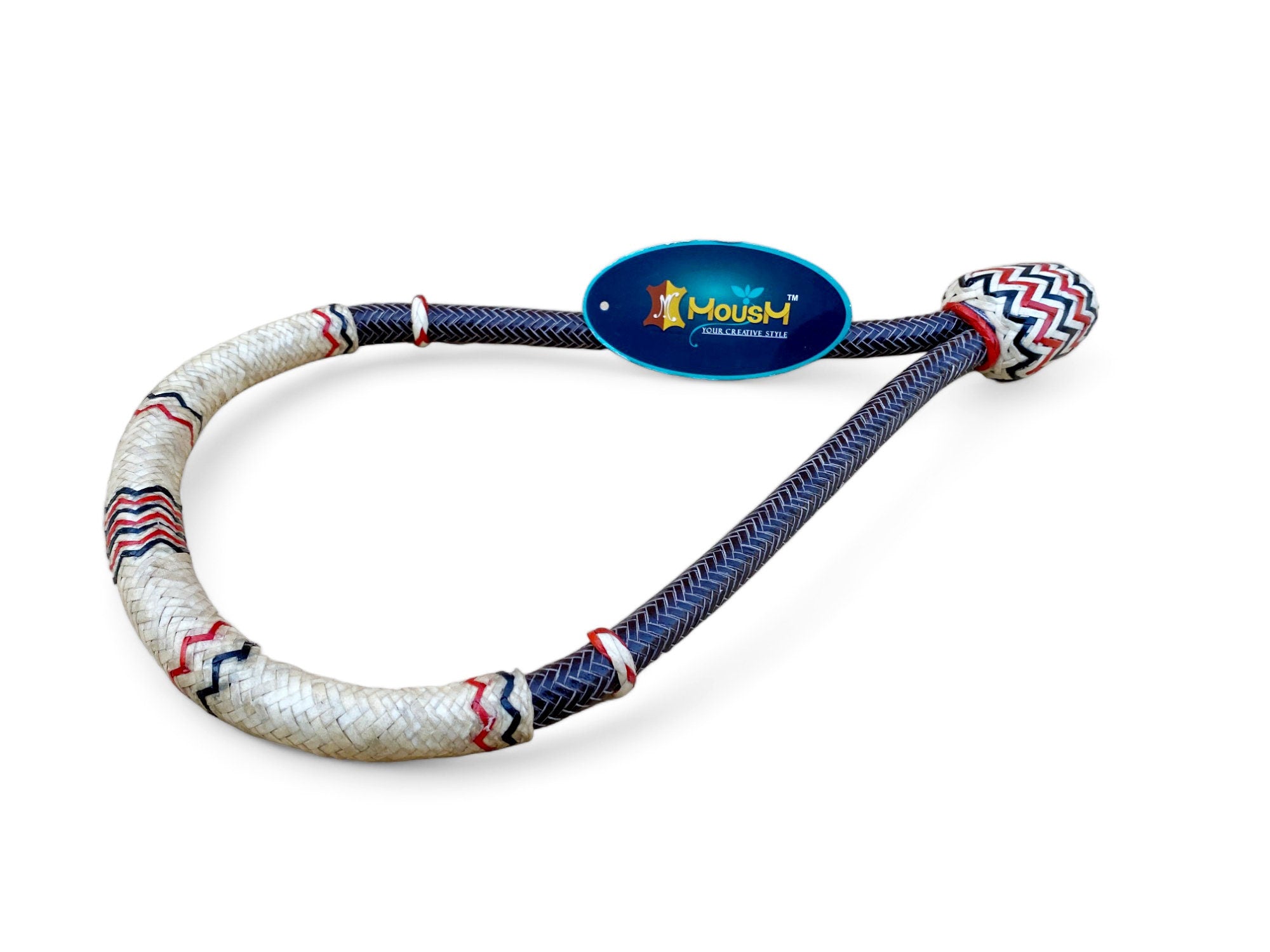 MOUSM Horse Bosal – Dark Chocolate Brown & Natural Rawhide, 40 Plait Handmade Bitless Hackamore, 5/8" Thick Western Training Bosal for Horses