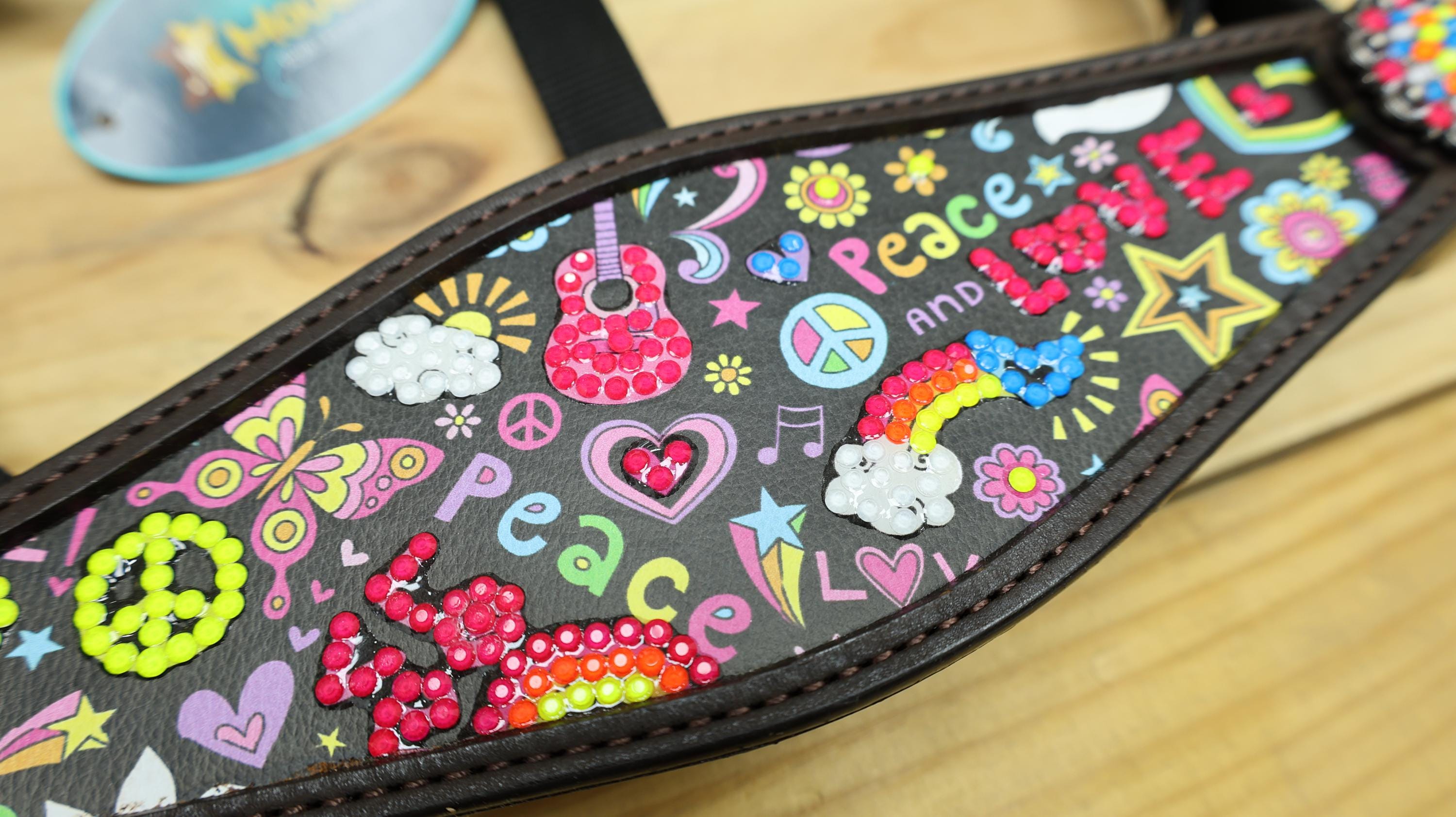MOUSM Argentina Cow Leather Bronc Halter - Western Horse Halter Decorated with Funky Fluorescent Print and Vibrant Stone, Matching Conchos