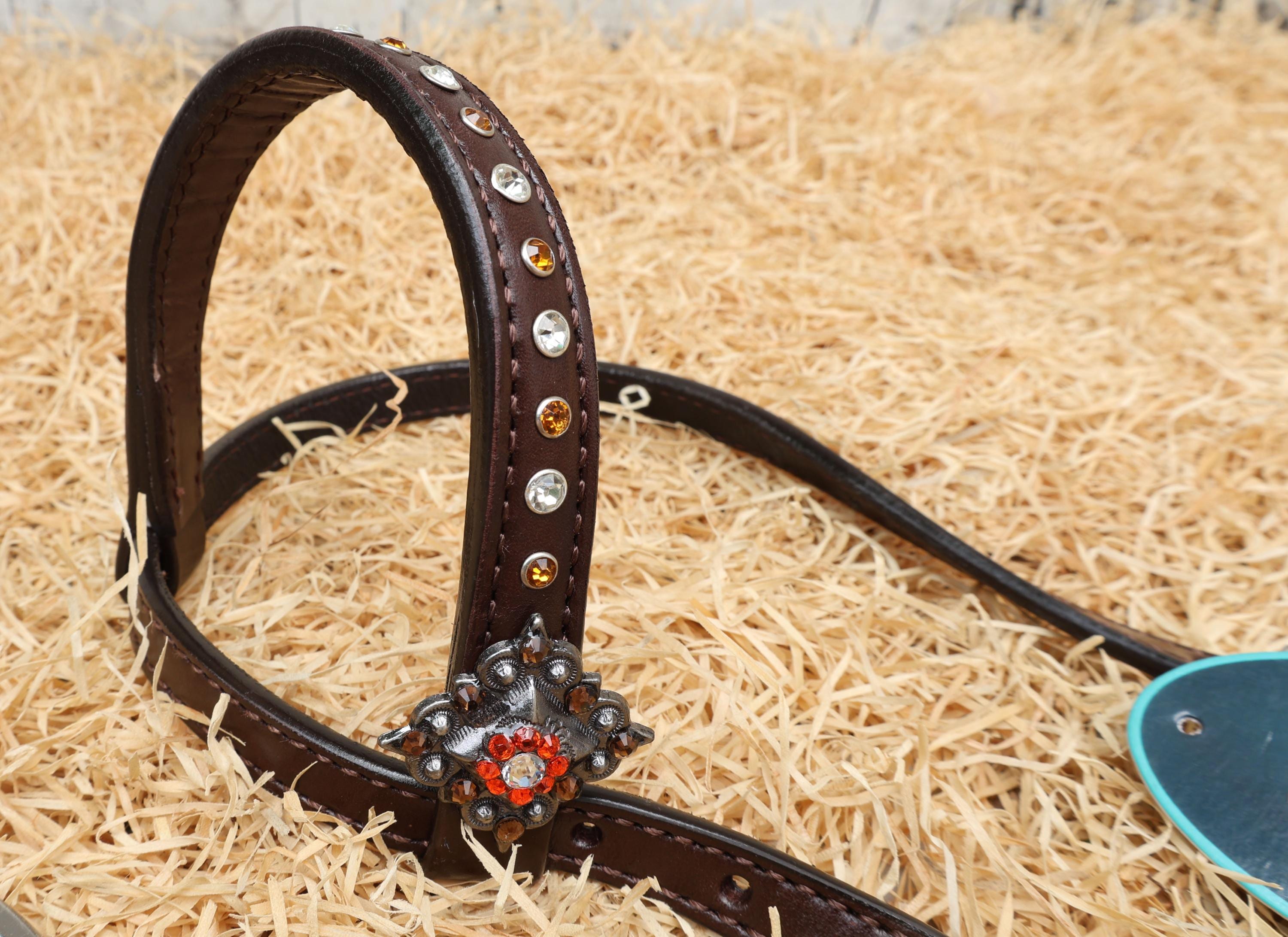 MOUSM Spooky Western Leather Horse Tack Set – Headstall & Breast Collar Decorated with Cowboy Ghost, Cactus, and Halloween Pumpkin Hand-Painted and Hand Flower Carving with Antique Finish