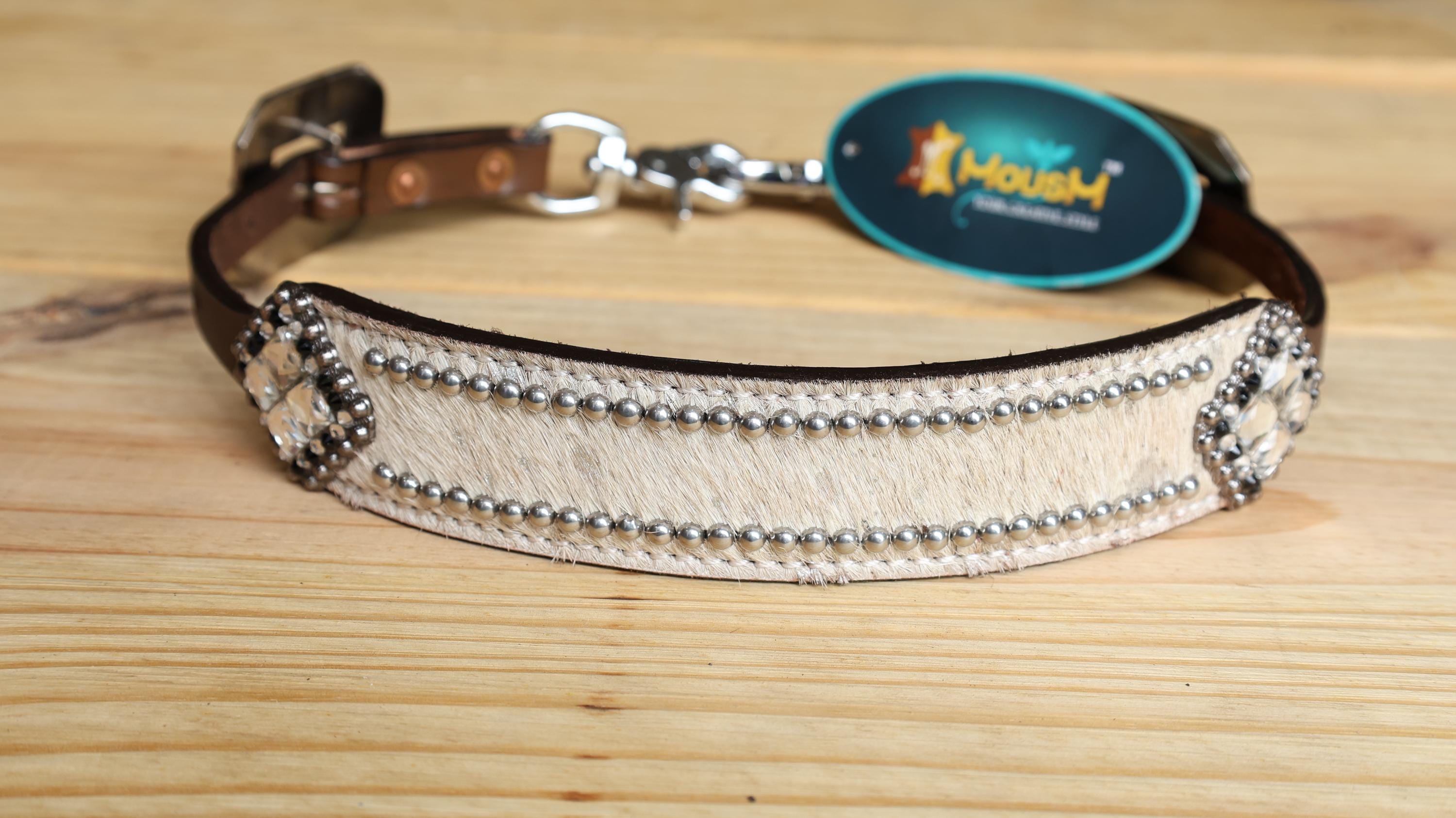 MOUSM Western Tack Set for Horse – Genuine Argentina Cowhide, White Silver Metallic Acid Wash Hair on, Antique Nickel Hardware