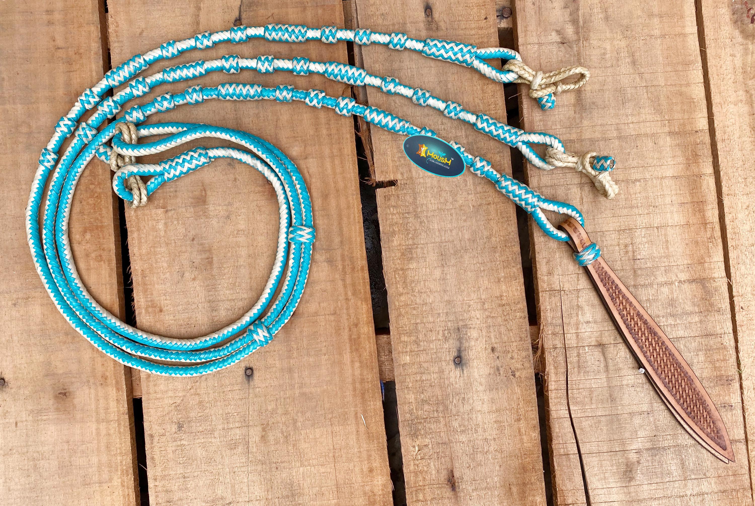 MOUSM Western Romal Reins – Braided Natural Rawhide Reins for Horses – 8&