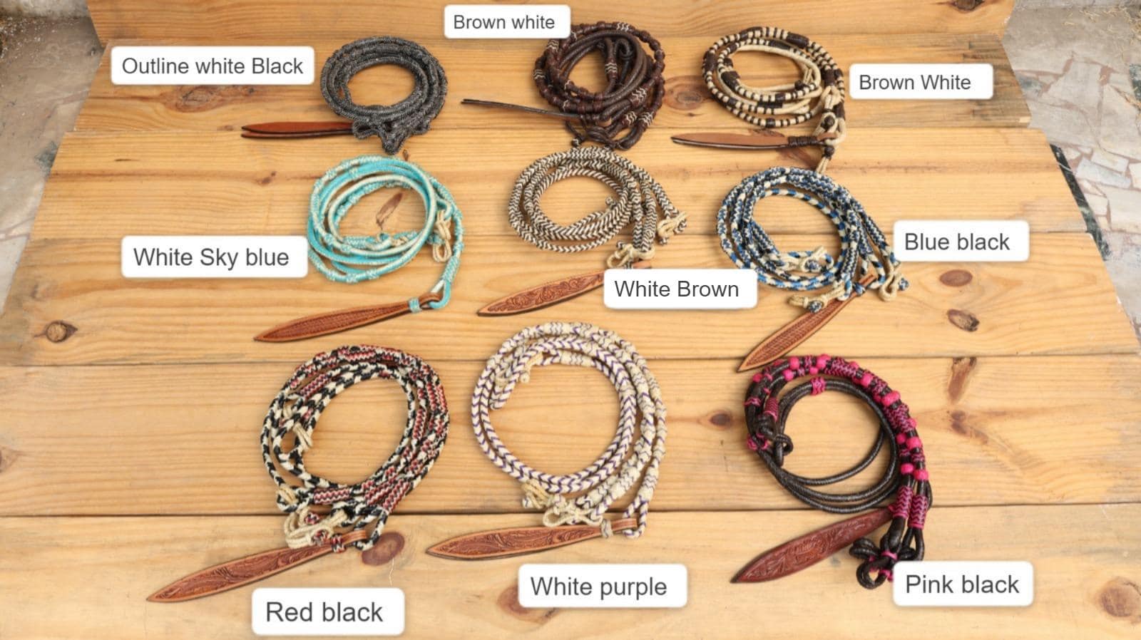 MOUSM Western Romal Reins – Braided Natural Rawhide Reins for Horses – 8&