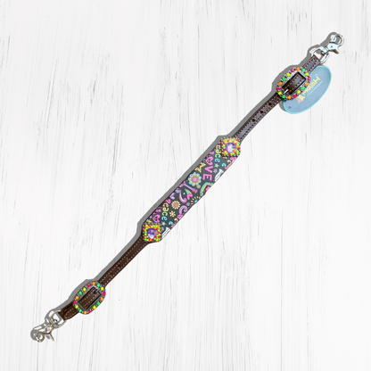 MOUSM Valentine’s Edition Western Headstall and Breast Collar Tack Collection – Western Bridle and Headstall Set Decorated with Printed Celebration Inlay &amp; Copper Studs