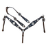 Horse bridle with decorative elements on a white background