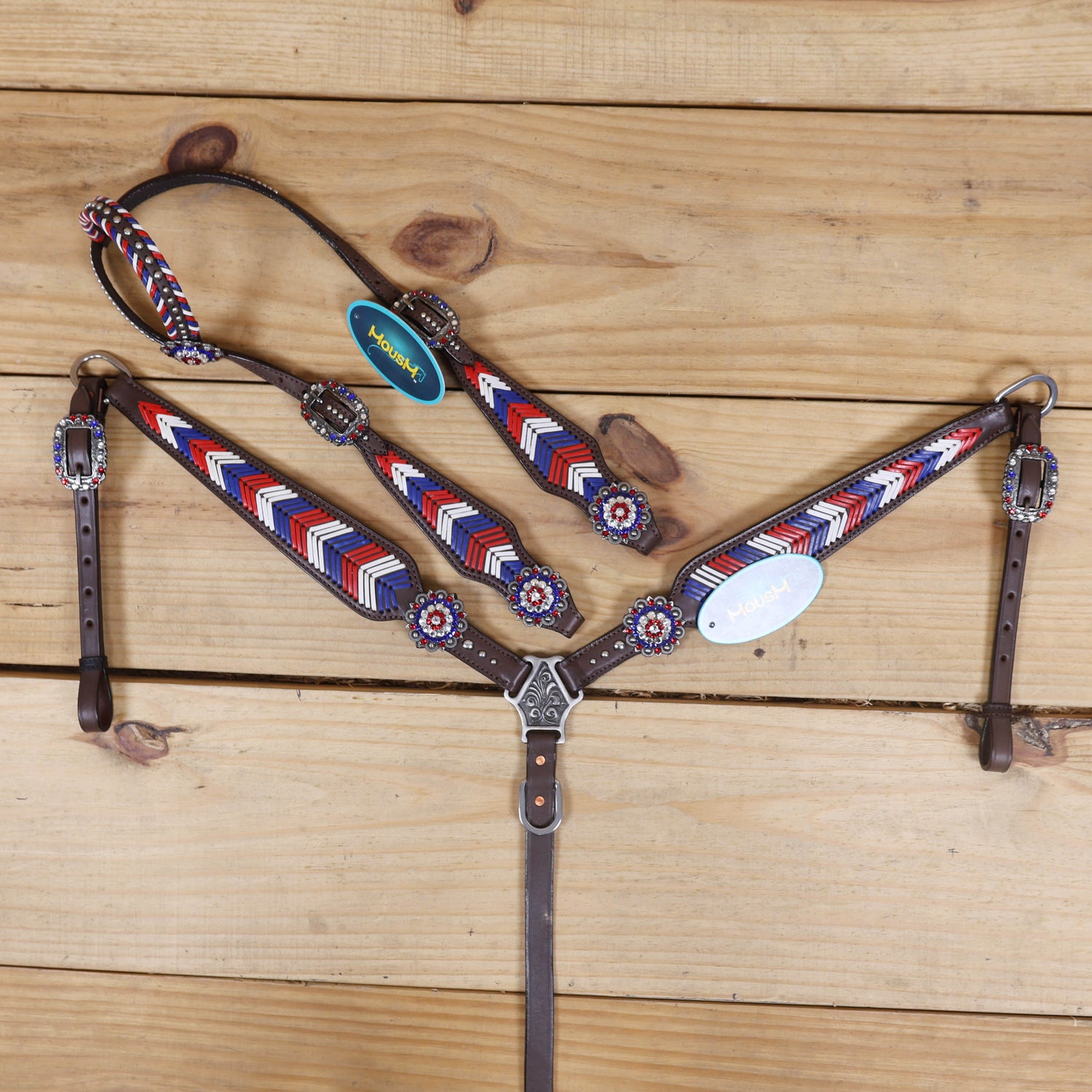 usa flag design western horse tack set