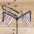 festive handcrafted western tack with tri color stars, metallic fringe, and durable hardware