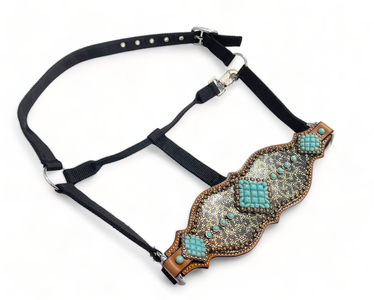 Leopard Print and Turquoise Stone Western Horse Tack Set