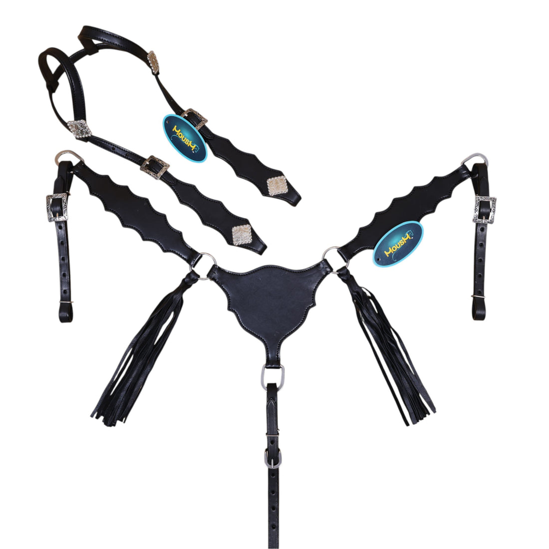Plain tan leather Headstall Set