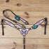 handcrafted headstall set with butterfly print, pink and holographic dazzle stones, and berry conchos