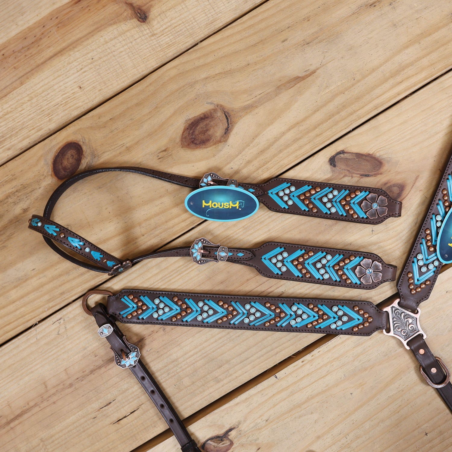 arrow shape copper and turquoise studs