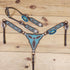 western headstall and breast collar leather filigree and clear stone with turquoise lining