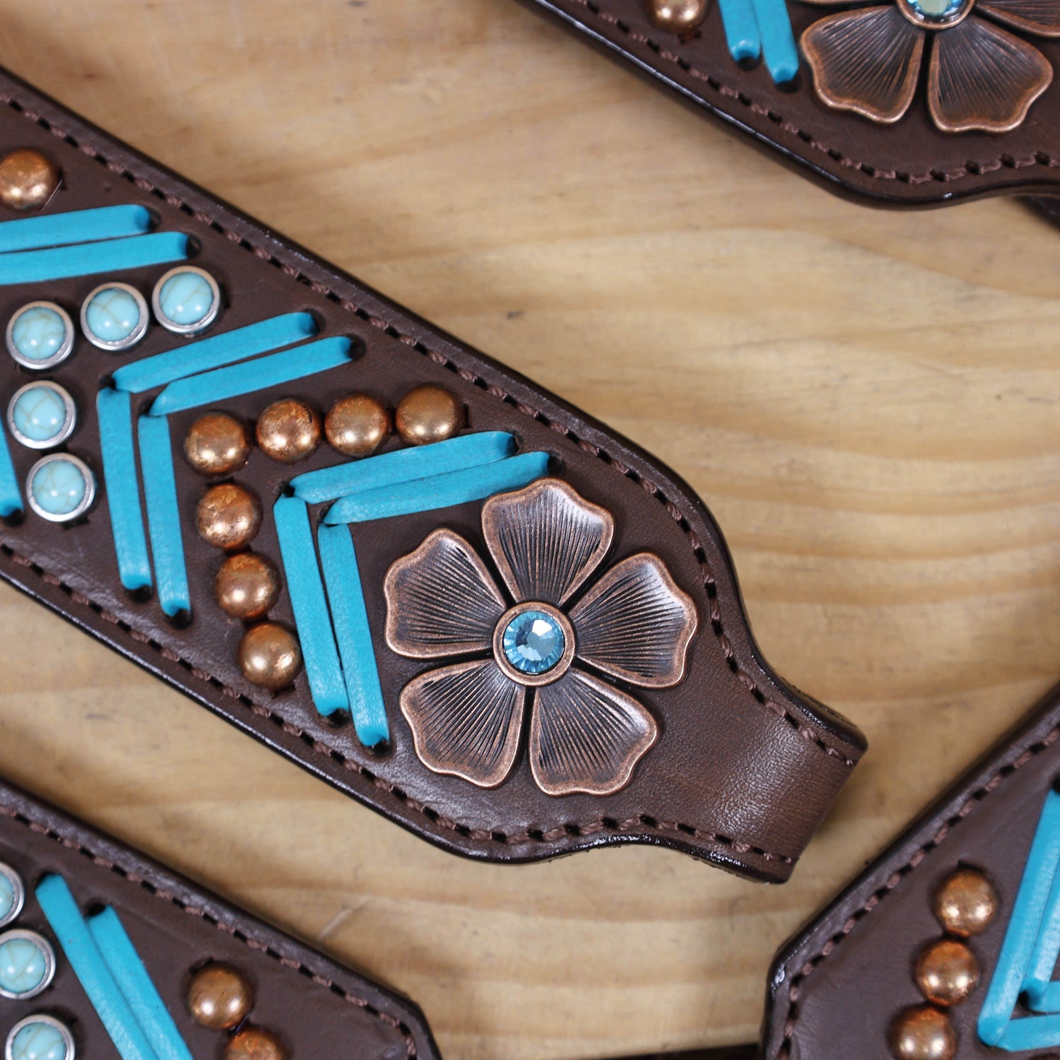 copper flower turquoise concho