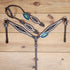 black and white hand painted Western headstall and breast collar set with gambling theme tooling