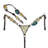 golden glitter western horse tack set made from Argentina cow leather with an alligator design, rhinestone conchos, silver studs and vintage hardware.