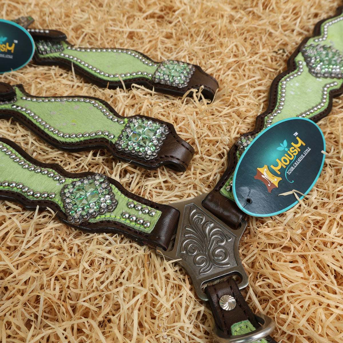 Lime Green Metallic Acid Wash Complete Western Horse Tack Set