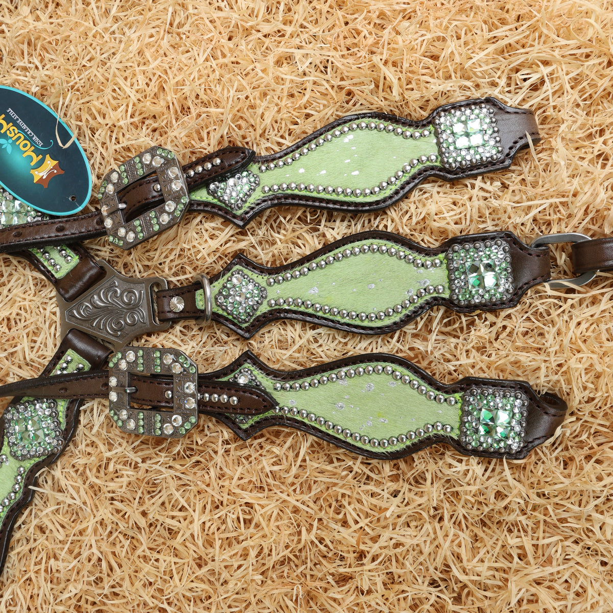 Lime Green Metallic Acid Wash Complete Western Horse Tack Set