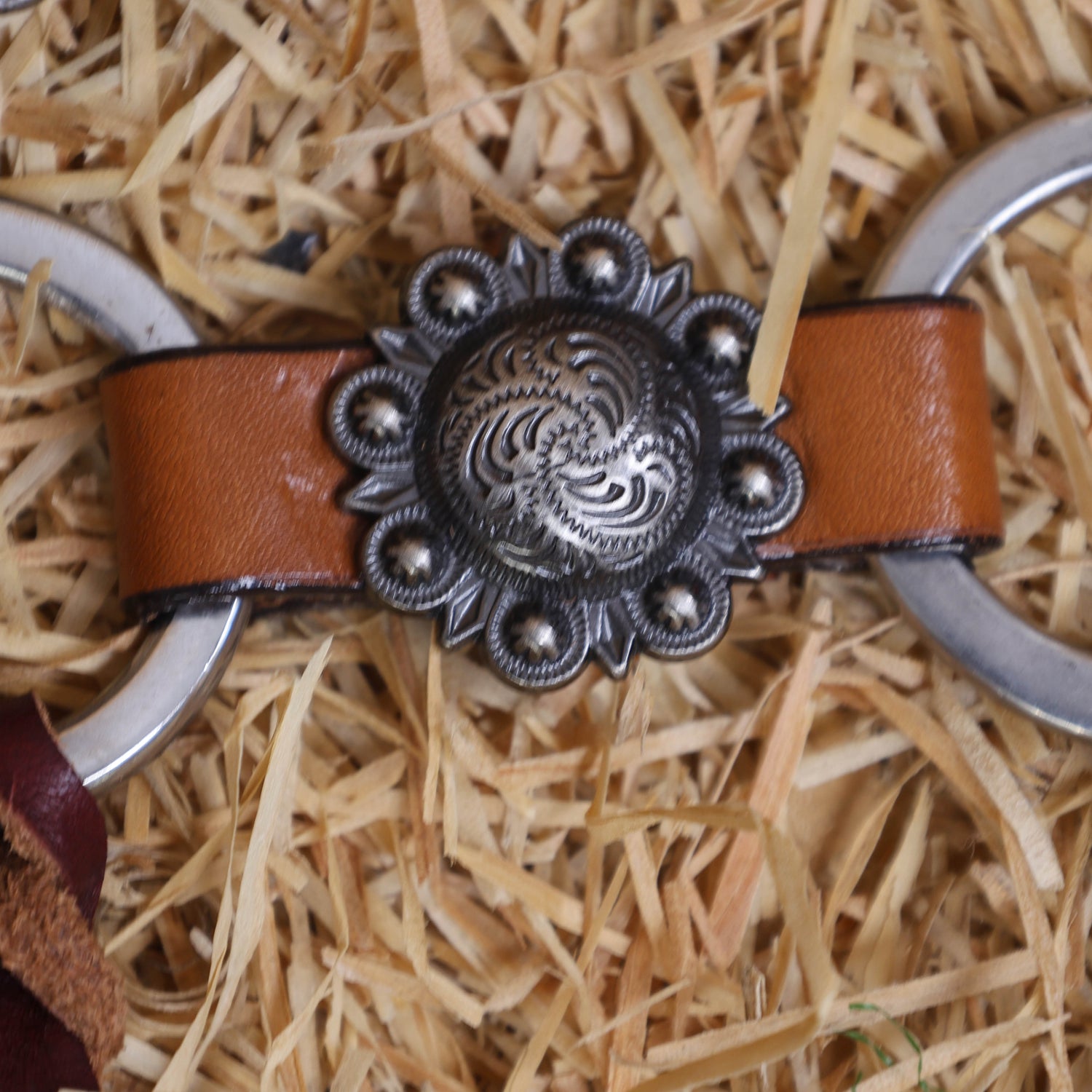 MOUSM Western Headstall and Breast Collar Set – Handcrafted from Genuine Argentina Cow Leather with Braided One-Ear Headstall &amp; Cheek Piece, Stainless Steel Rings Breast Collar, Leather Strings &amp; Congress Conchos