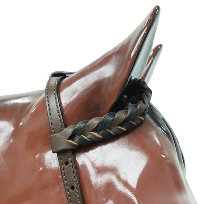MOUSM Western Horse Tack Set – Argentina Cow Leather Braided One-Ear Headstall and Breast Collar, Featuring Nickel Rings Connected by Leather Strap, and Decorative Silver-Tone Center Plate, All Antique Nickel Hardware