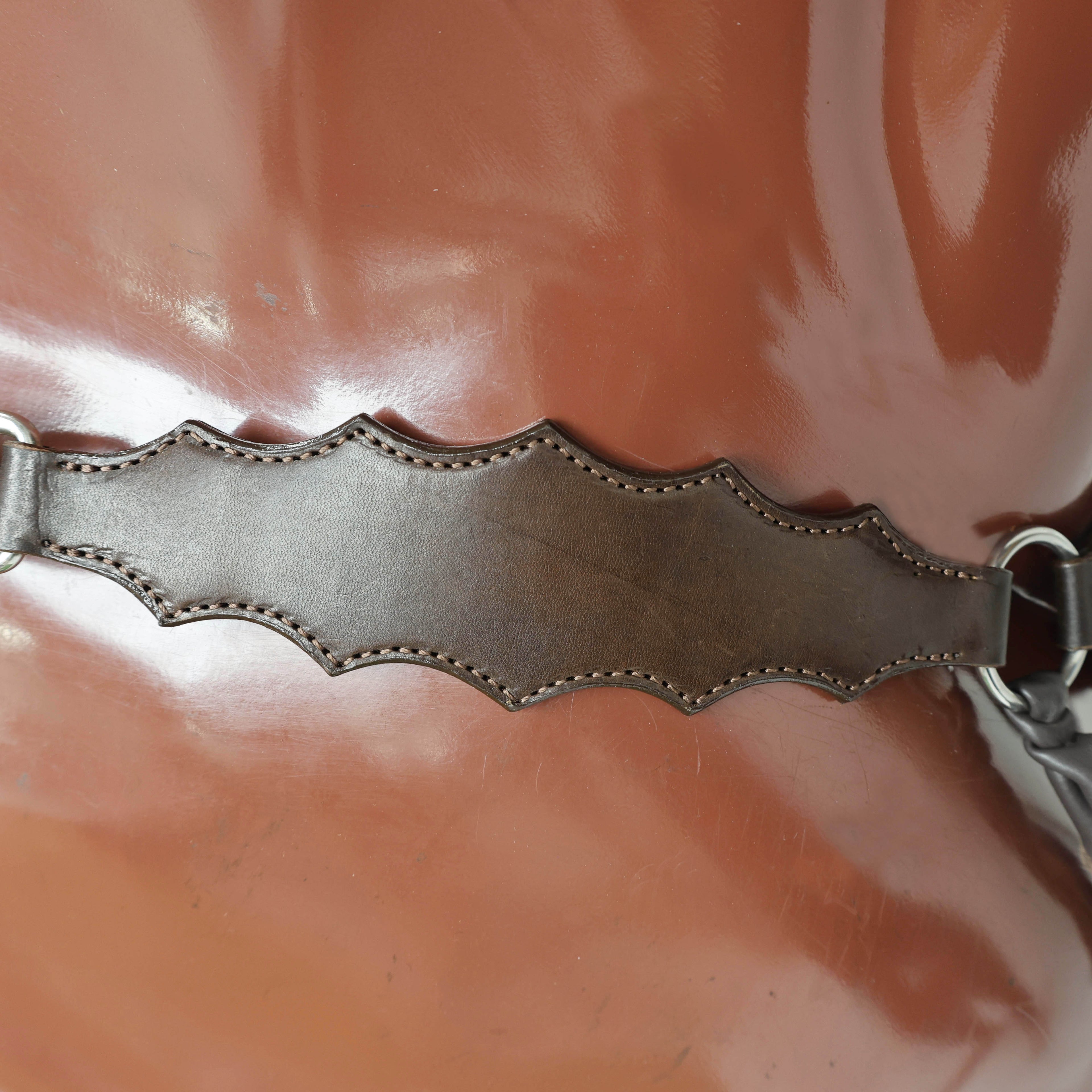 Western Breast Collar and Headstall Sets with Smooth Brown  Leather Finish, Strings on Gladiator Style Breast Collar with Plain Premium Hardware MOUSM