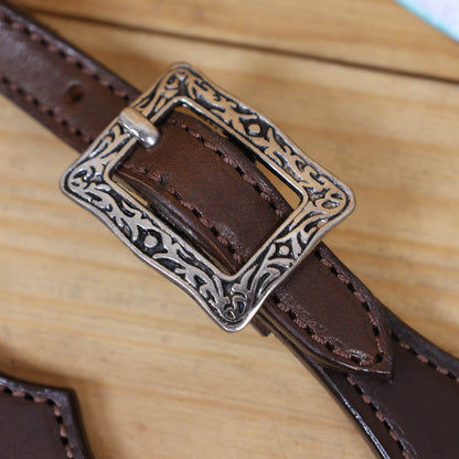 Western Breast Collar and Headstall Sets with Smooth Brown  Leather Finish, Strings on Gladiator Style Breast Collar with Plain Premium Hardware MOUSM