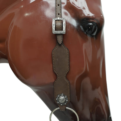 Western Headstall Leather Tack Set Decorated with Smart Plain Style Brown Leather Set with Cherry Braided Leashes on Breast Collar MOUSM