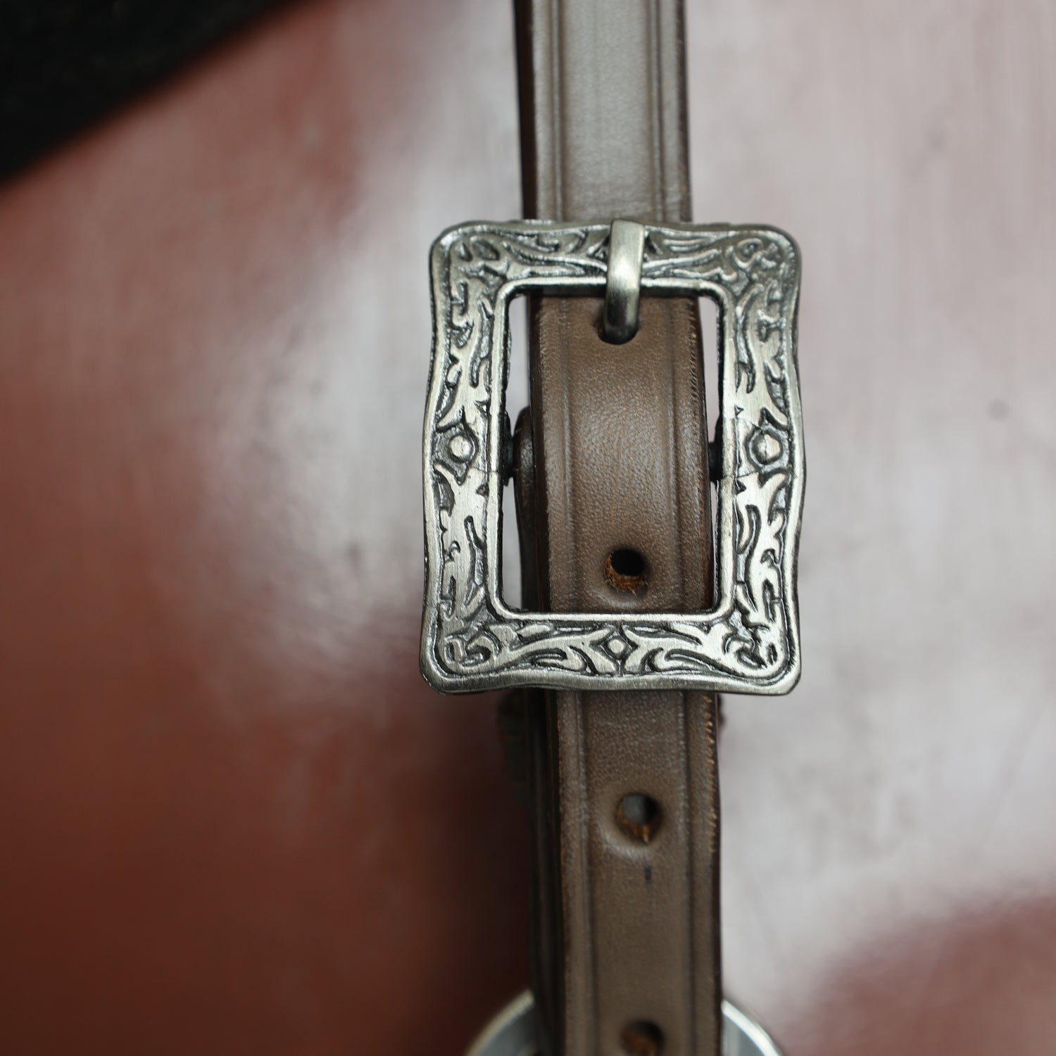 Western Headstall Leather Tack Set Decorated with Smart Plain Style Brown Leather Set with Cherry Braided Leashes on Breast Collar MOUSM