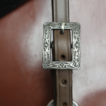 Western Headstall Leather Tack Set Decorated with Smart Plain Style Brown Leather Set with Cherry Braided Leashes on Breast Collar MOUSM