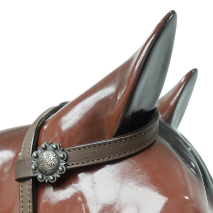 Western Headstall and Breast Collar Set, Smart Plain Brown Leather with Antique Nickel Hardware MOUSM