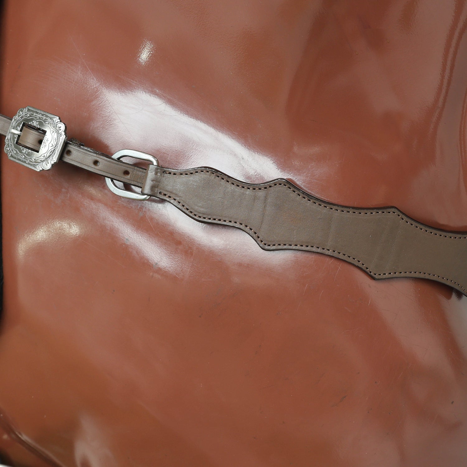 Western Headstall and Breast Collar Set, Smart Plain Brown Leather with Antique Nickel Hardware MOUSM