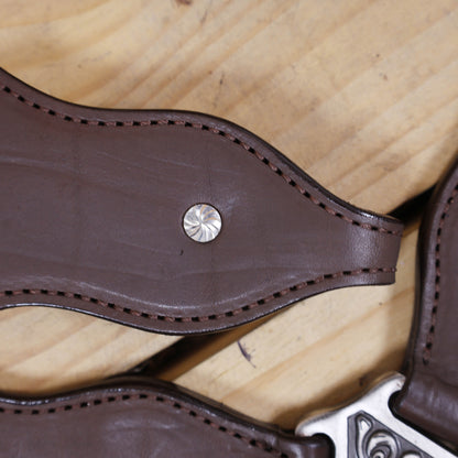 Western Headstall and Breast Collar Set, Smart Plain Brown Leather with Antique Nickel Hardware MOUSM