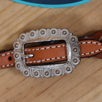 Western Headstall Set Decorated with Twisted Leather Braiding on Cheekpiece and One Ear, Cowboy Boot Engraved Gladiator Breast Collar MOUSM