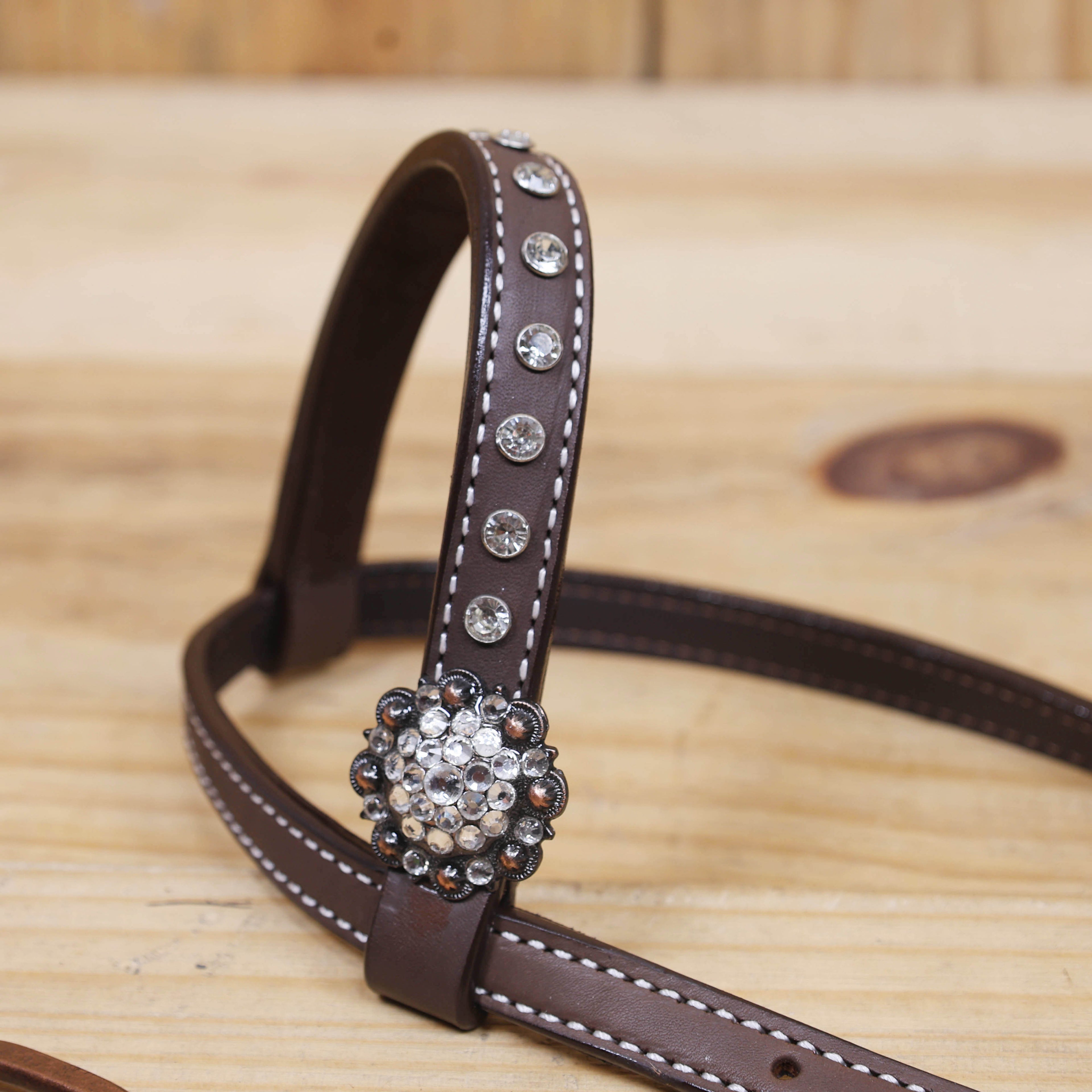 Western Headstall and Breast Collar Set with Leather Filigree Design, Clear Stones and Turquoise Lining Base, Rhinestone Berry Conchos MOUSM