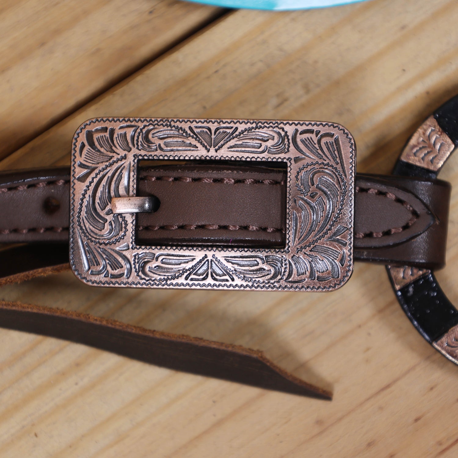 Western Leather Ring Headstall and Breast Collar Set with Two-Tone Rings and Raw Leather Fringe, Braided One Ear and Cheekpiece MOUSM