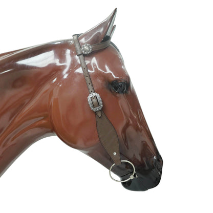 Western Horse Tack Set Handcrafted Smart Plain Brown Argentina Cow Leather, One Ear Headstall with Engraved Nickel Berry Concho MOUSM