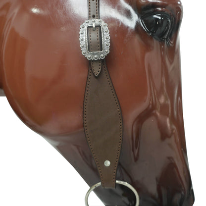 Western Horse Tack Set Handcrafted Smart Plain Brown Argentina Cow Leather, One Ear Headstall with Engraved Nickel Berry Concho MOUSM