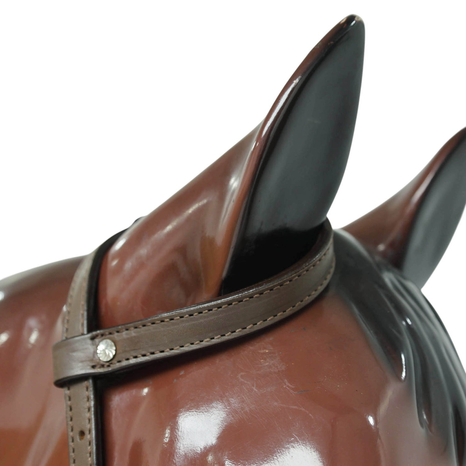 Western Leather Headstall and Breast Collar with Smart Plain Brown Argentina Cowhide, One Ear Design MOUSM