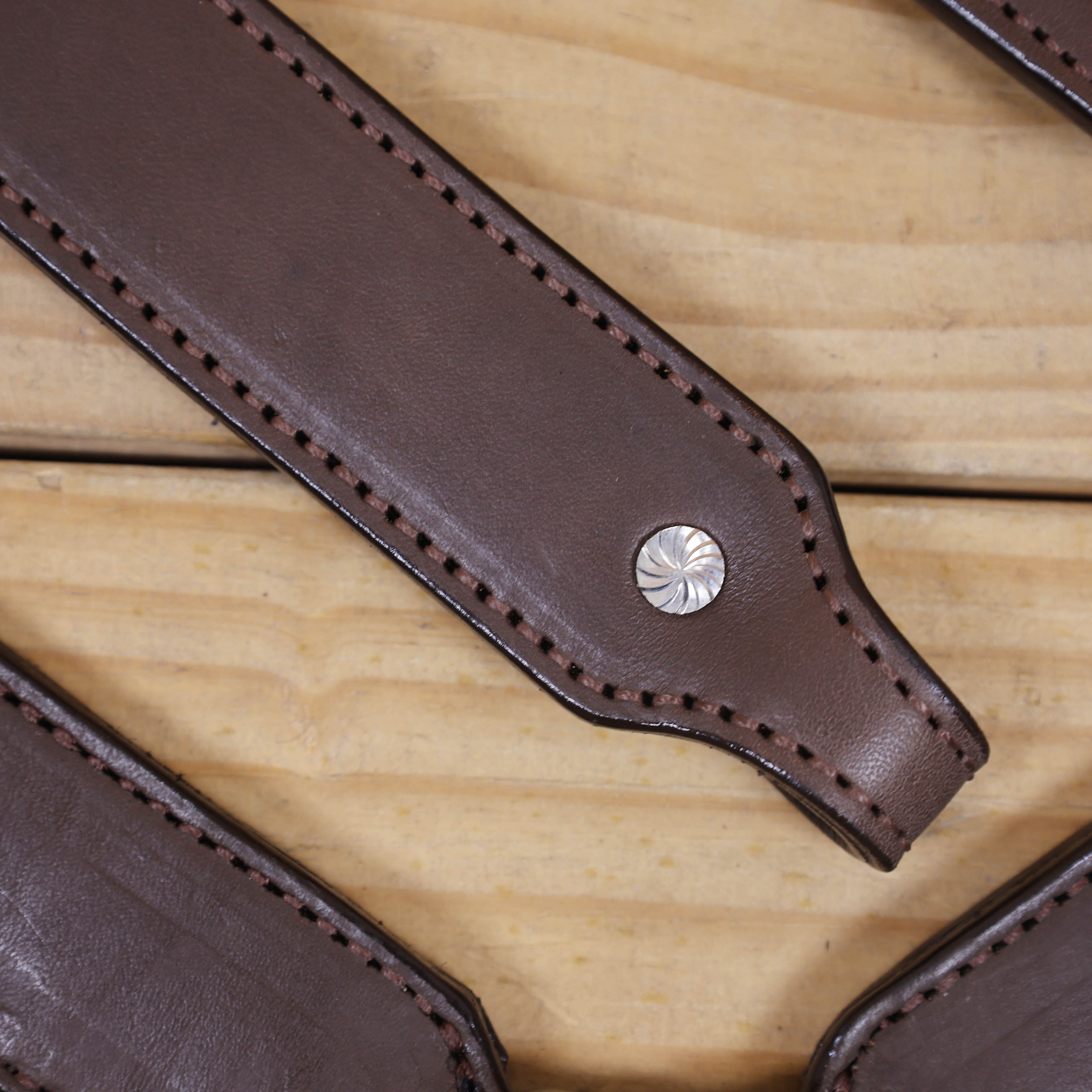 Western Leather Headstall and Breast Collar with Smart Plain Brown Argentina Cowhide, One Ear Design MOUSM