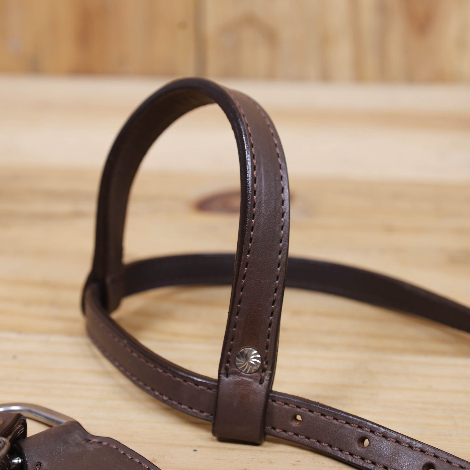 Western Leather Headstall and Breast Collar with Smart Plain Brown Argentina Cowhide, One Ear Design MOUSM