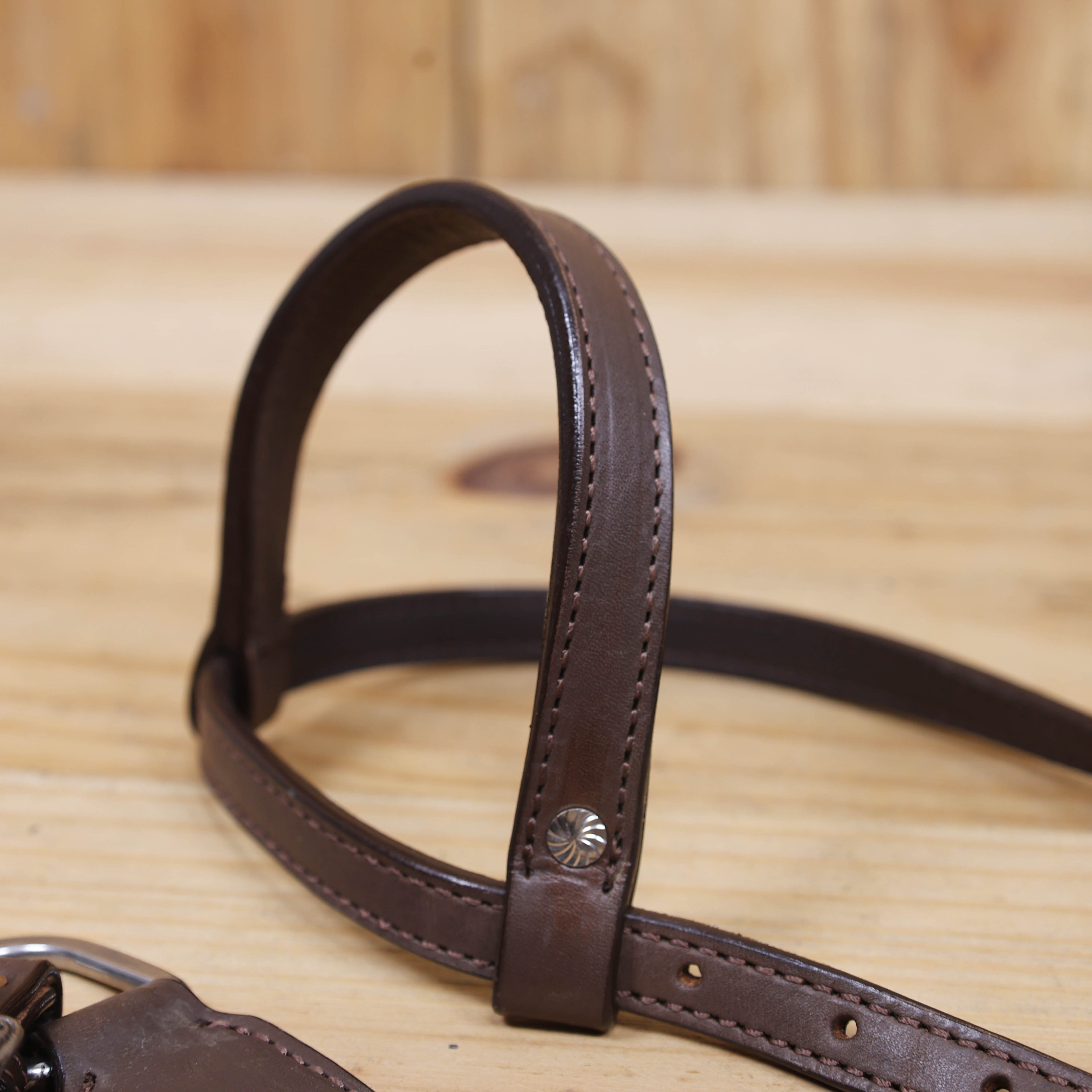 Western Leather Headstall and Breast Collar with Smart Plain Brown Argentina Cowhide, One Ear Design MOUSM